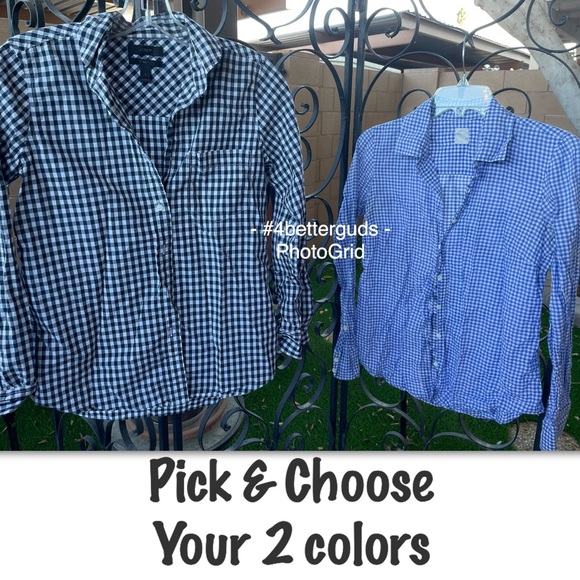 SET 2 Bundle J.Crew Boys Check Gingham Print Cotton Long Sleeve Button Shirt 2 - Picture 15 of 15
